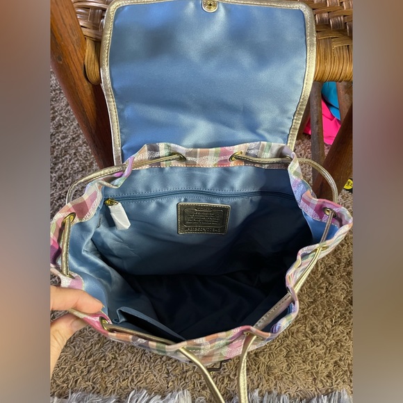 Coach Madras Pastel Plaid Backpack